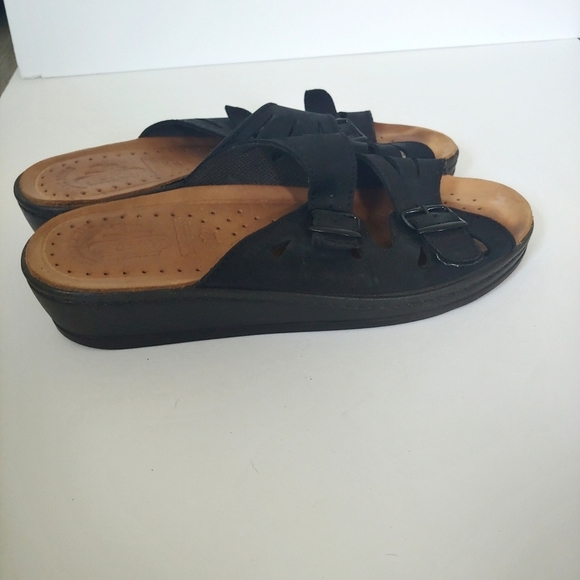 Fly Flot Womens Black Italian Anatomic Comfort Sandals Size 8 EU 40 - Picture 3 of 13
